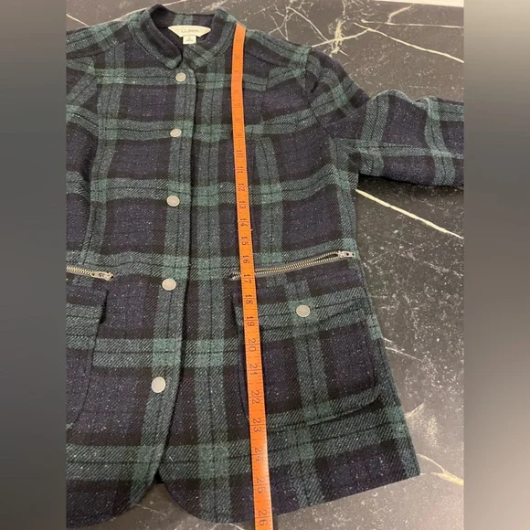 Blackwatch Plaid Wool Blend Snapfront Jacket Blazer Sz Small Stand Collar - Picture 16 of 16